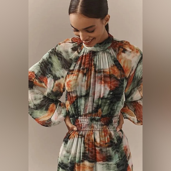 ANTHROPOLOGIE SOMERSET COLLECTION
Long-Sleeve Mock-Neck Chiffon Maxi Dress M - Picture 3 of 4